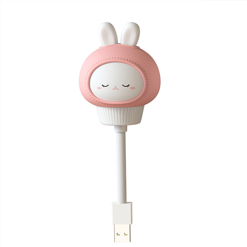 Đèn ngủ BoHA cắm USB, Thỏ hồng đèn dùng làm việc trên lap top vào đêm, dèn ngủ dễ thương