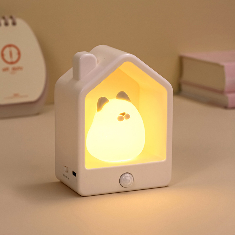 Đèn ngủ cảm ứng chuyển động mèo trắng BoHA Lamp, phù hớp treo phòng ngủ, phòng vệ sinh, hành lang