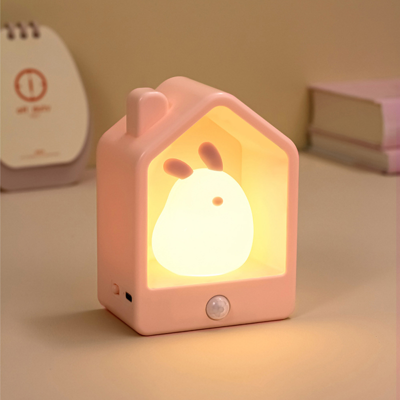 Đèn ngủ cảm ứng chuyển động thỏ hồng BoHA Lamp, phù hớp treo phòng ngủ, phòng vệ sinh, hành lang