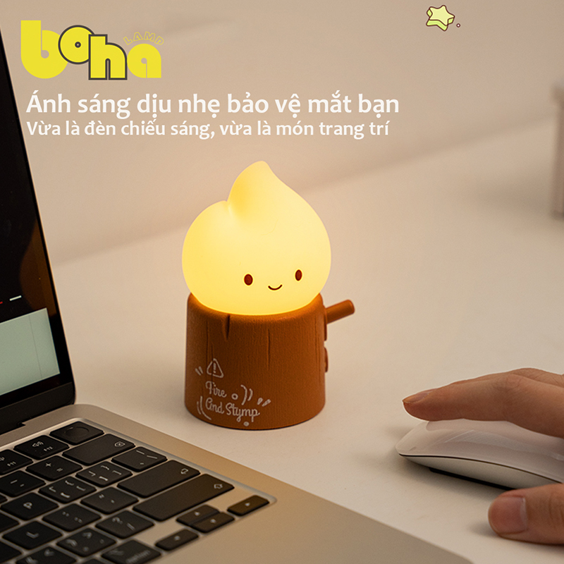 Đèn ngủ trang trí hình gốc cây ngọn lửa BoHA Lamp đèn decor độc đáo, ánh sáng ấm áp
